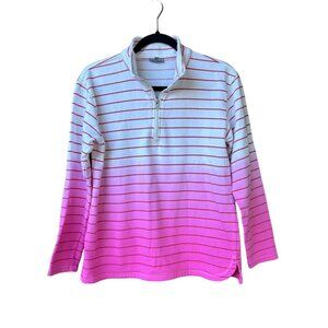 T‎ By Talbots Womens Pink Ombre Striped Pullover Medium Petite